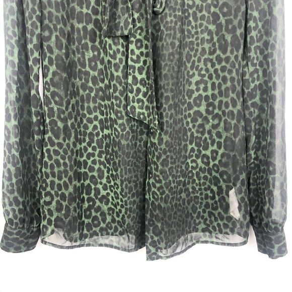 MICHAEL KORS | Green & Black Animal Print Leopard Button Up Shirt Women’s Size S - Picture 4 of 7